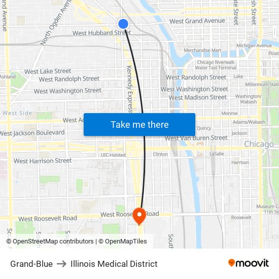 Grand-Blue to Illinois Medical District map