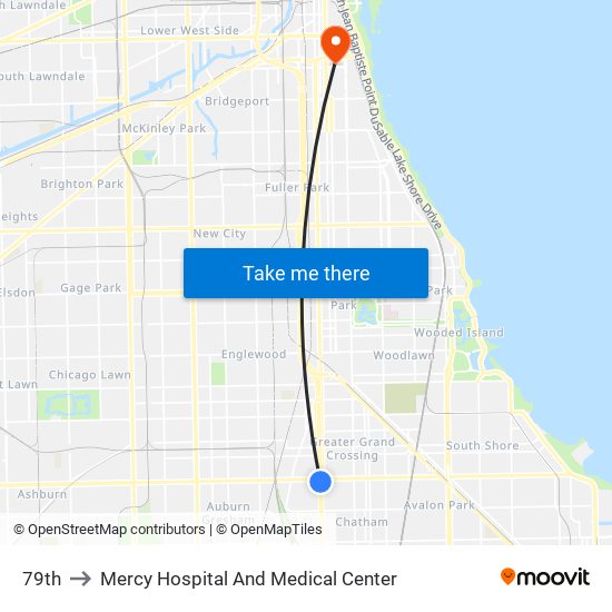 79th to Mercy Hospital And Medical Center map