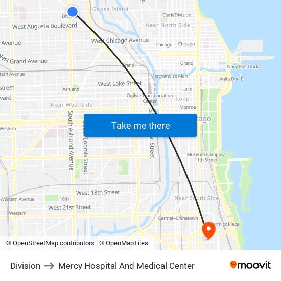 Division to Mercy Hospital And Medical Center map