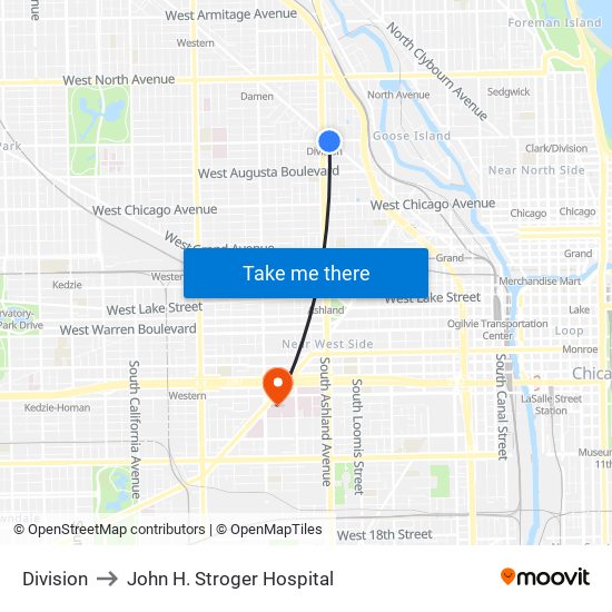Division to John H. Stroger Hospital map