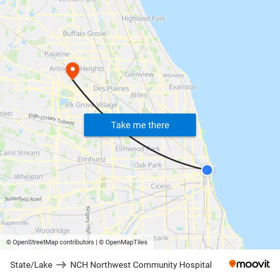 State/Lake to NCH Northwest Community Hospital map