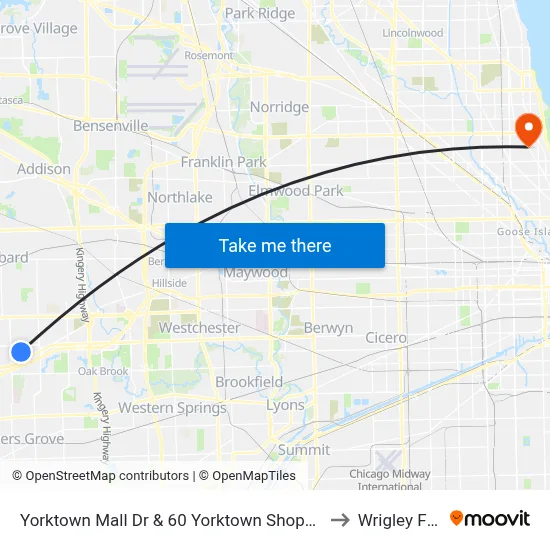 Yorktown Mall Dr & 60 Yorktown Shopping Ctr to Wrigley Field map