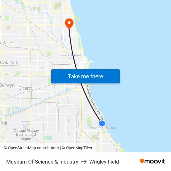 Museum Of Science & Industry to Wrigley Field map
