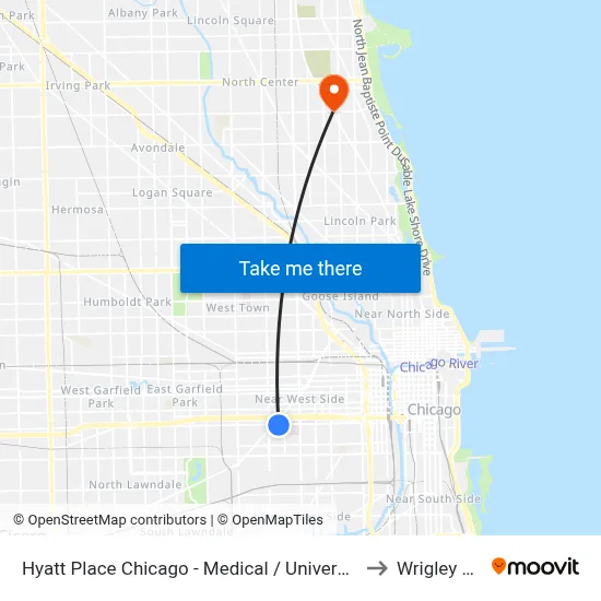 Hyatt Place Chicago - Medical / University District to Wrigley Field map