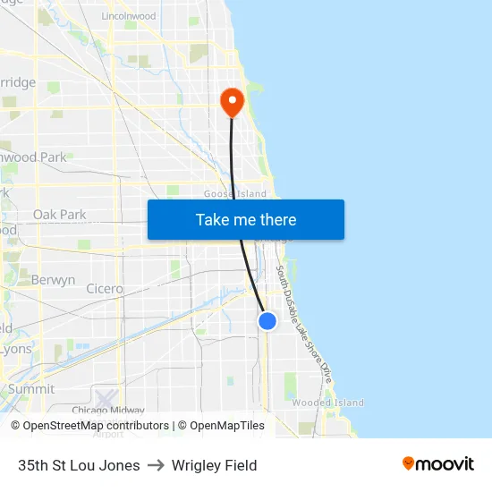 35th St Lou Jones to Wrigley Field map