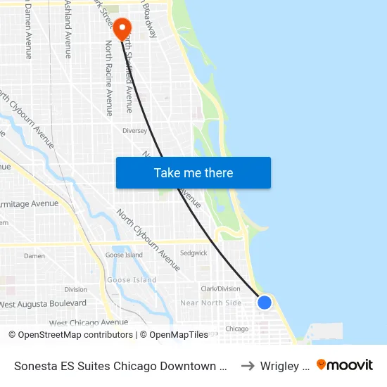 Sonesta ES Suites Chicago Downtown Magnificent Mile to Wrigley Field map