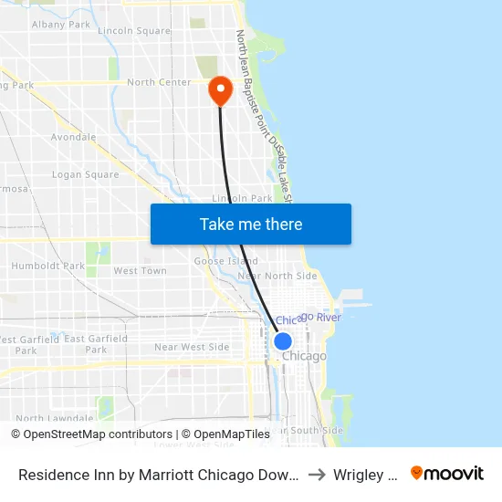 Residence Inn by Marriott Chicago Downtown Loop to Wrigley Field map