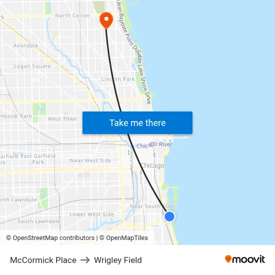 McCormick Place to Wrigley Field map
