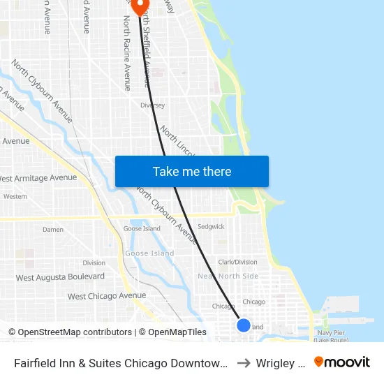 Fairfield Inn & Suites Chicago Downtown/River North to Wrigley Field map