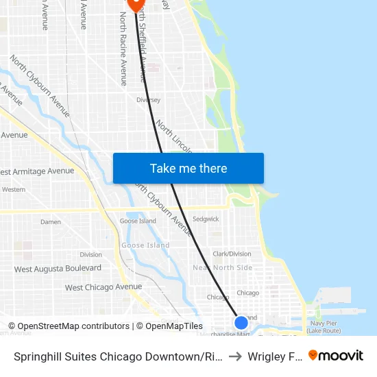 Springhill Suites Chicago Downtown/River North to Wrigley Field map