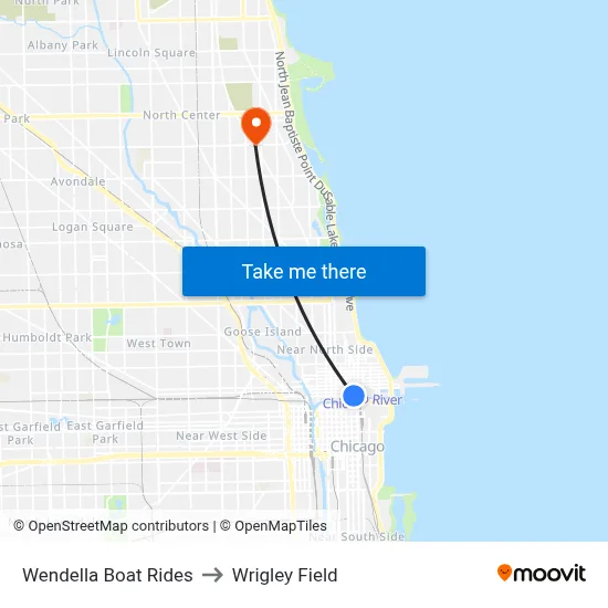 Wendella Boat Rides to Wrigley Field map