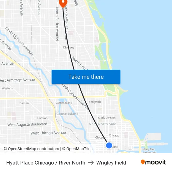 Hyatt Place Chicago / River North to Wrigley Field map