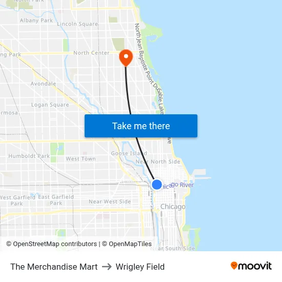 The Merchandise Mart to Wrigley Field map
