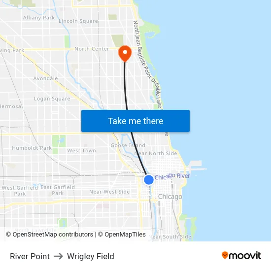 River Point Tower to Wrigley Field map