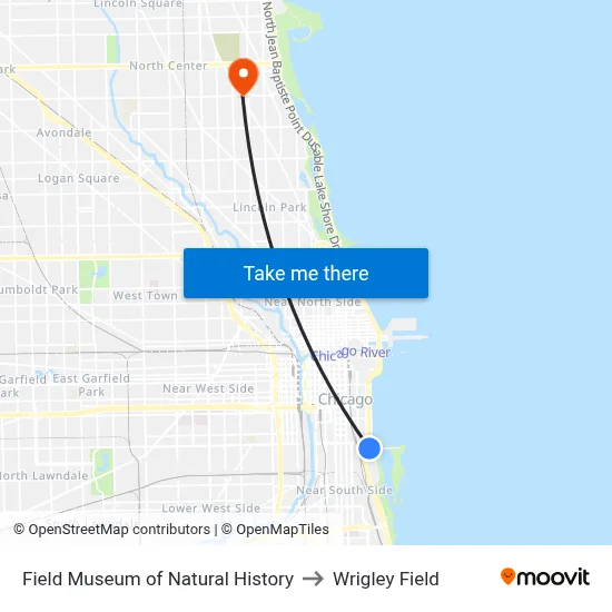 Field Museum of Natural History to Wrigley Field map