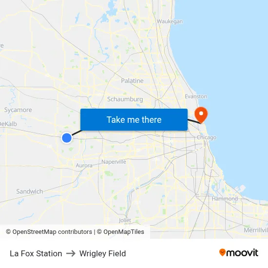 La Fox Station to Wrigley Field map