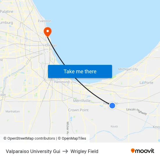 Valparaiso University Gui to Wrigley Field map