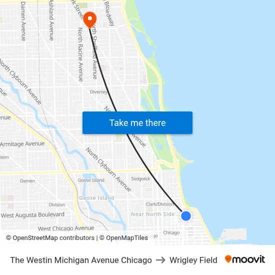 The Westin Michigan Avenue Chicago to Wrigley Field map