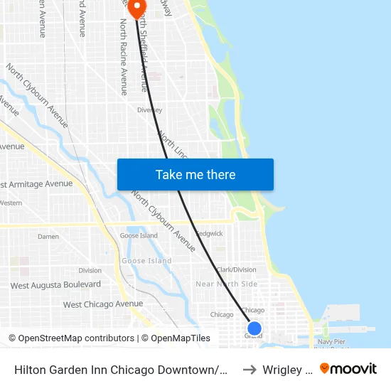 Hilton Garden Inn Chicago Downtown/Magnificent Mile to Wrigley Field map