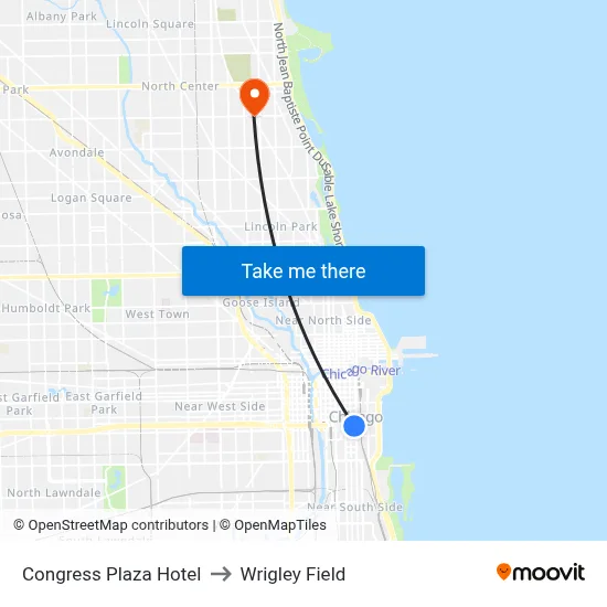 Congress Plaza Hotel to Wrigley Field map