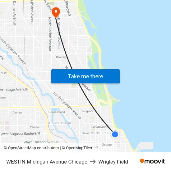 WESTIN Michigan Avenue Chicago to Wrigley Field map