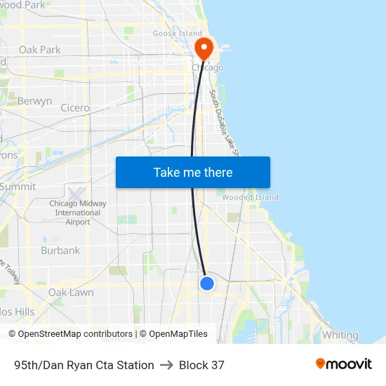 95th/Dan Ryan Cta Station to Block 37 map