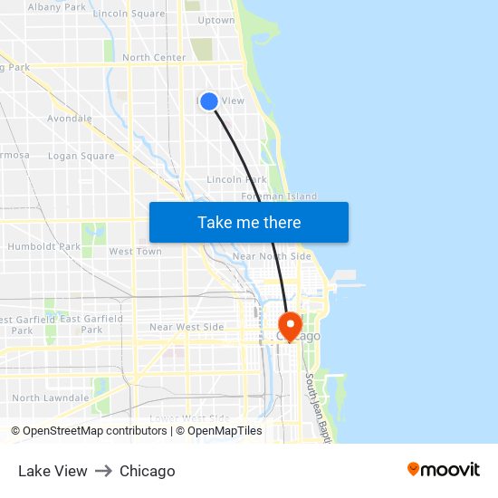 Lake View to Chicago map