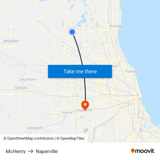 McHenry to Naperville map