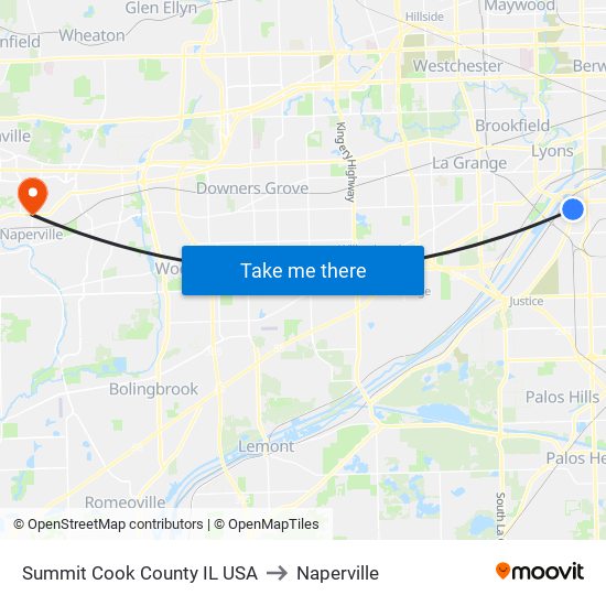 Summit Cook County IL USA to Naperville map