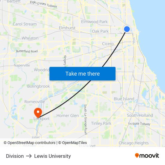 Division to Lewis University map