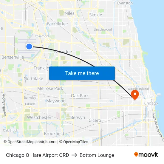 Chicago O Hare Airport ORD to Bottom Lounge map