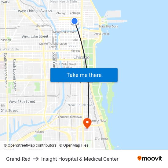 Grand-Red to Insight Hospital & Medical Center map