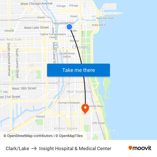Clark/Lake to Insight Hospital & Medical Center map