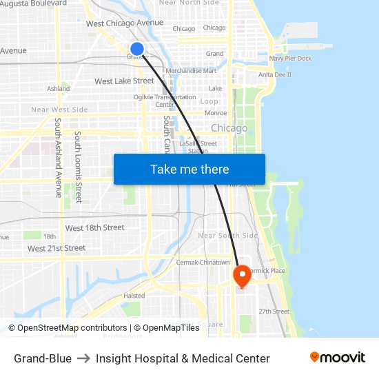 Grand-Blue to Insight Hospital & Medical Center map