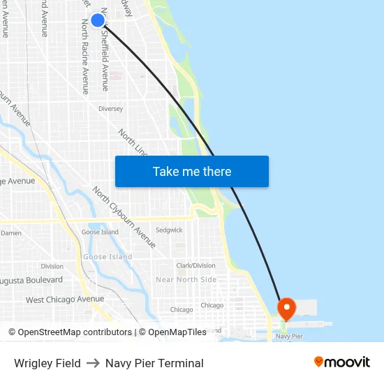 Wrigley Field to Navy Pier Terminal map