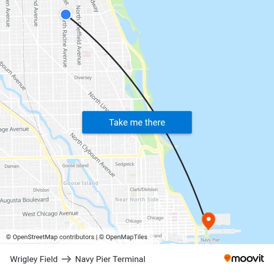 Wrigley Field to Navy Pier Terminal map