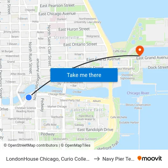 LondonHouse Chicago, Curio Collection by Hilton to Navy Pier Terminal map