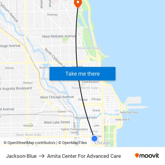 Jackson-Blue to Amita Center For Advanced Care map