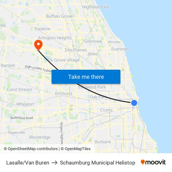 Lasalle/Van Buren to Schaumburg Municipal Helistop map