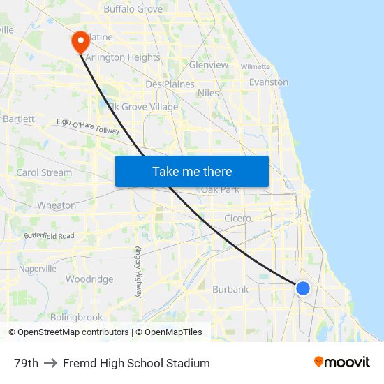 79th to Fremd High School Stadium map