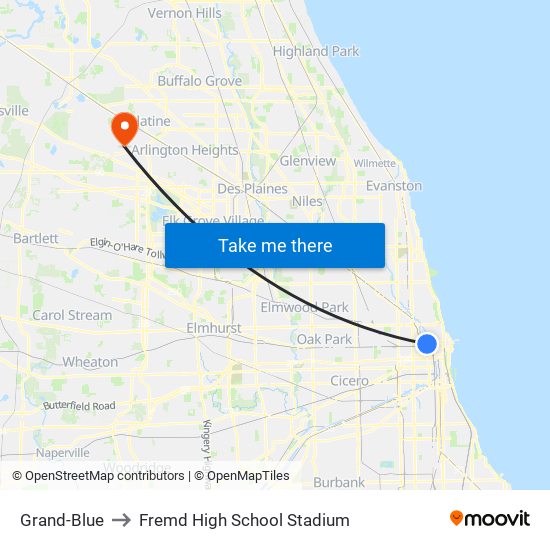 Grand-Blue to Fremd High School Stadium map