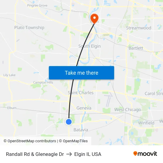 Randall Rd & Gleneagle Dr to Elgin IL USA map