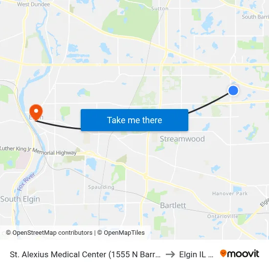 St. Alexius Medical Center (1555 N Barrington Rd) to Elgin IL USA map