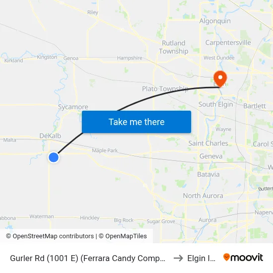 Gurler Rd (1001 E) (Ferrara Candy Company) - Wb Stop #726 to Elgin IL USA map