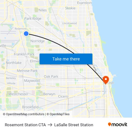 Rosemont Station CTA to LaSalle Street Station map