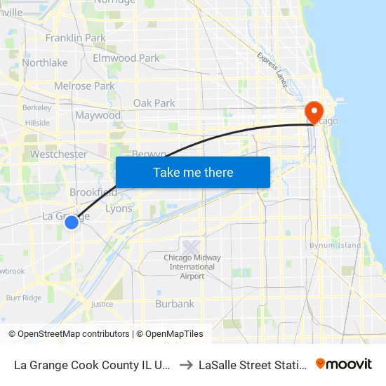 La Grange Cook County IL USA to LaSalle Street Station map