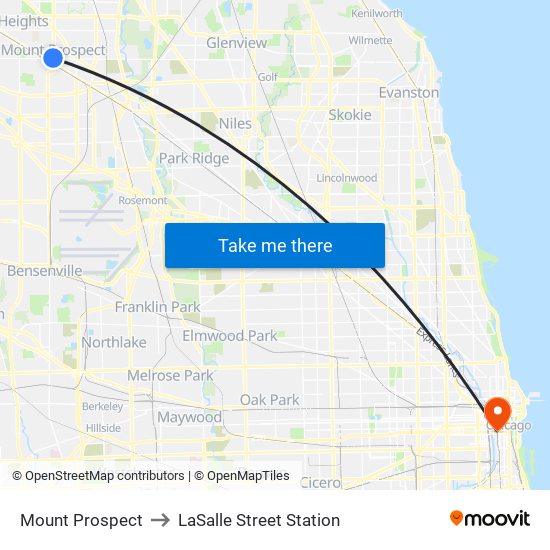 Mount Prospect to LaSalle Street Station map