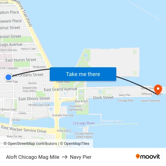 Aloft Chicago Mag Mile to Navy Pier map