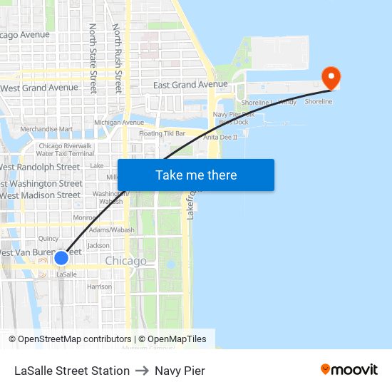 LaSalle Street Station to Navy Pier map