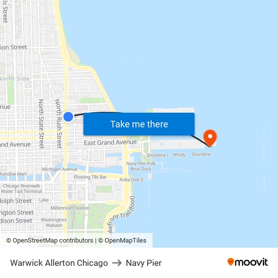 Warwick Allerton Chicago to Navy Pier map